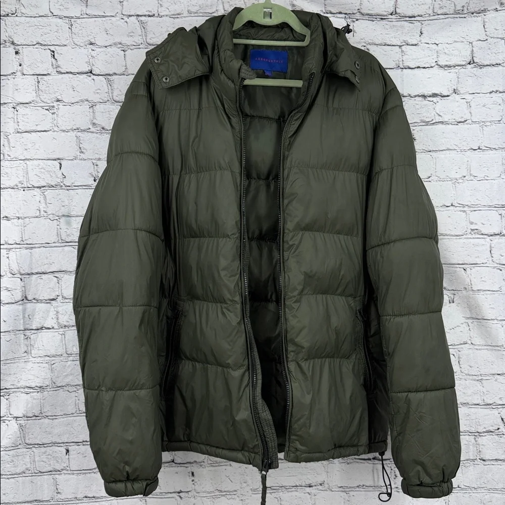 Aeropostale / Aero Men’s Zippered Hooded Winter Puffer Jacket XL Green GUC